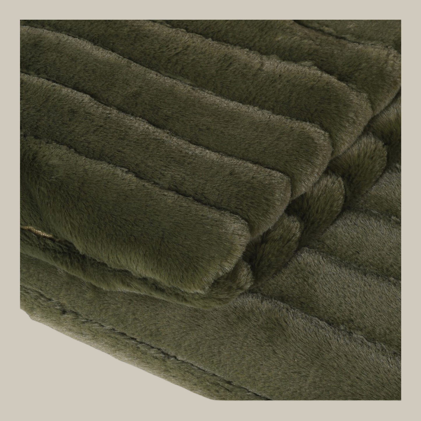 Olive Green Ribbed Faux Fur Throw